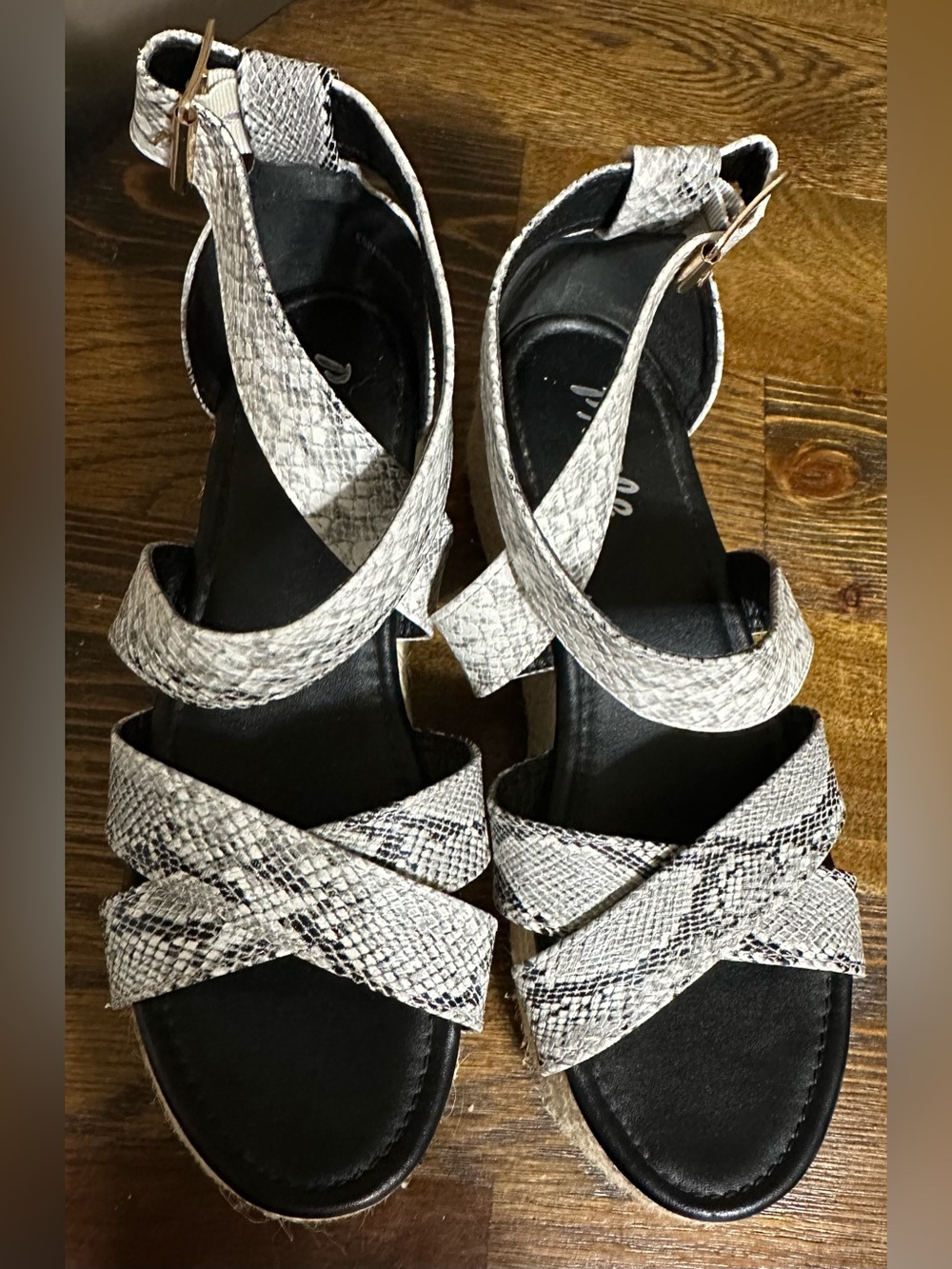 Braided Espadrille Platform Sandal in White Snake Print - Picture 5 of 7